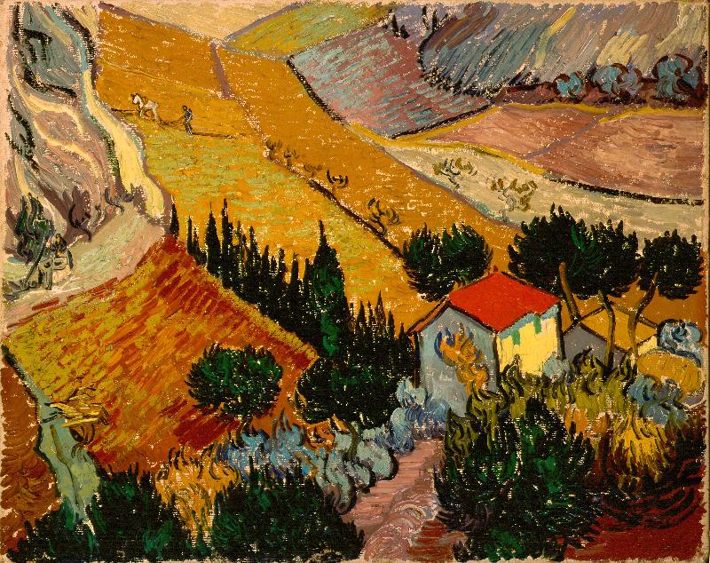 Vincent Van Gogh Landscape with House and Ploughman oil painting picture